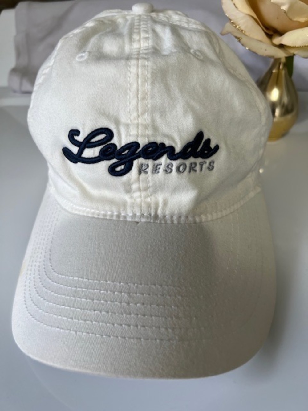 Legends Resorts White Embroidered Baseball Cap